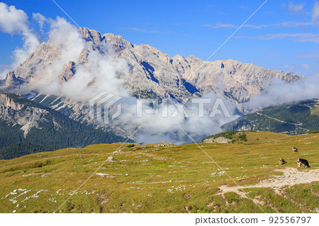 Beautiful scenery like Dolomites seen from near the hiking start point of Tre Cime Beautiful scenery like Dolomites seen from near the hiking start point of Tre Cime 92556797