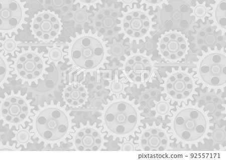Seamless gears pattern tech background. Industrial mechanics light texture. Layered white web page fill backdrop. Technology wrapping paper design 92557171