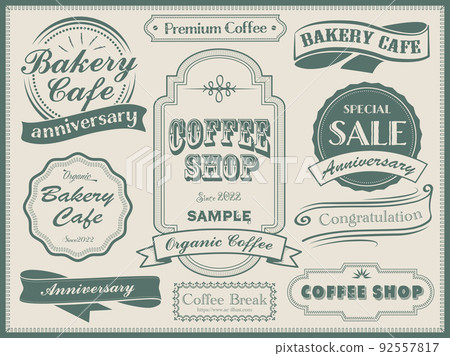 我手工繪製了復古標誌、標籤和絲帶插圖。 92557817