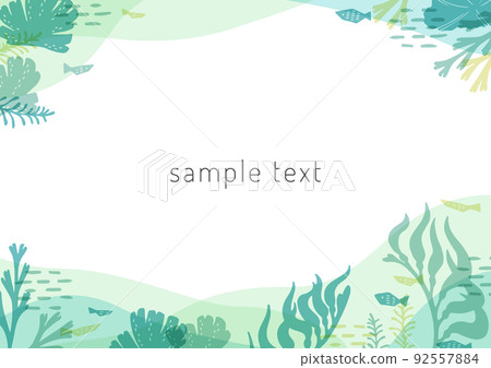 Frame of seaweed and sea creatures 92557884