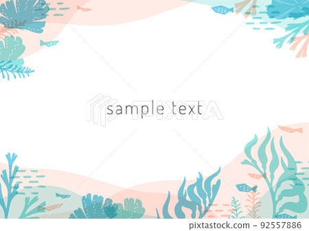 Frame of seaweed and sea creatures 92557886