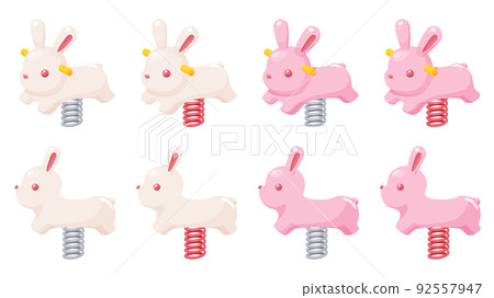 Illustration of spring rockers_Spring rockers in the park_Rabbit 92557947