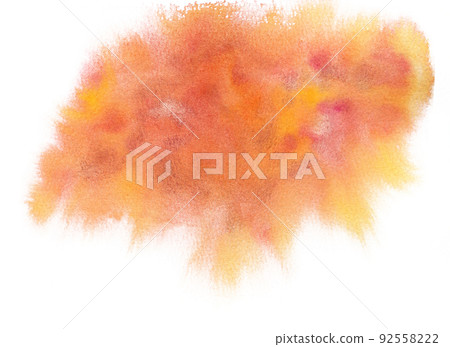 Bright fresh expressive yellow, orange and red wet watercolor stain. Light warm colors textured blob illustration, abstract watercolour background for decoration 92558222