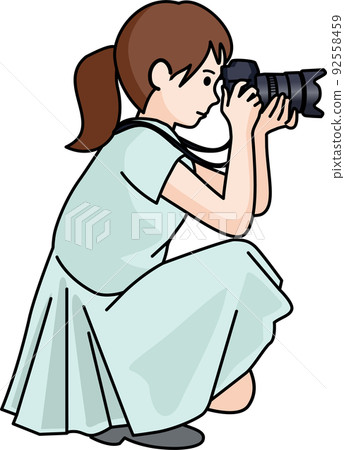 拿著照相機的婦女 92558459