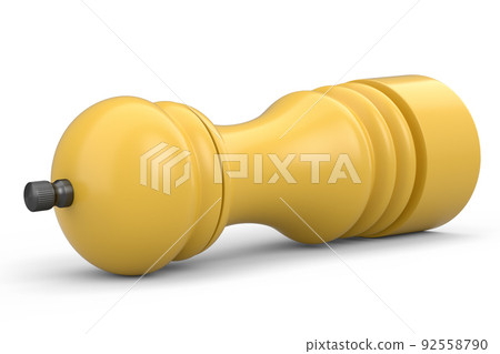Salt or pepper wooden mill filled with peppercorns on white background. Salt or pepper wooden mill filled with peppercorns on white background. 92558790