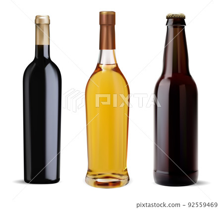 Alcohol bottle vector mockup, whisky, wine, beer 92559469