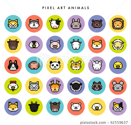 Dot picture animal icon set 01 92559637