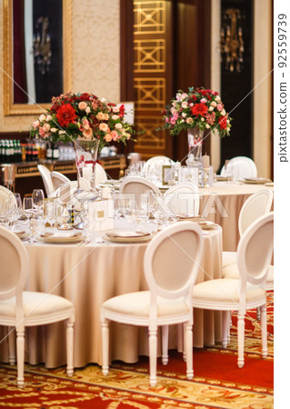 Table set for wedding or another catered event dinner Table set for wedding or another catered event dinner 92559739