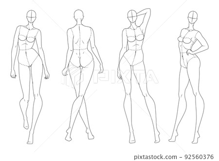 Fashion figure ten heads design template croquis wearing bodice 92560376