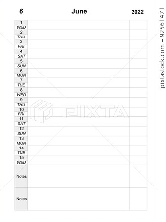 Planner for june 2022. work organizer. monthly planner 92561471