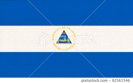 Flag of Nicaragua. Fabric Texture. National symbol 92561546