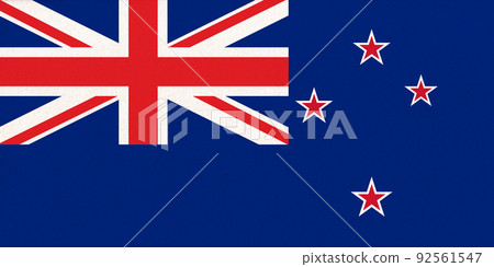 Flag of New Zealand. National flag on fabric surface. Fabric Texture Flag of New Zealand. National flag on fabric surface. Fabric Texture 92561547