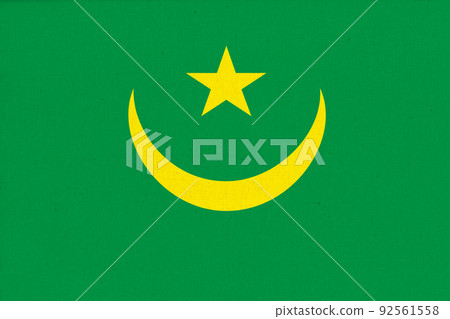Flag of Mauritania. Fabric Texture. National symbol. Flag of Mauritania. Fabric Texture. National symbol. 92561558