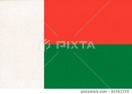 Flag of Madagascar. flag on fabric surface. Fabric Texture Flag of Madagascar. flag on fabric surface. Fabric Texture 92561559