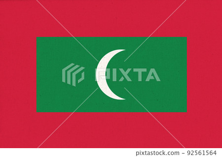 Flag of Maldives. flag on fabric surface. Fabric Texture 92561564