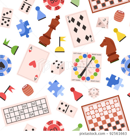 Board Games Seamless Pattern, Flat Vector... - Stock Illustration ...