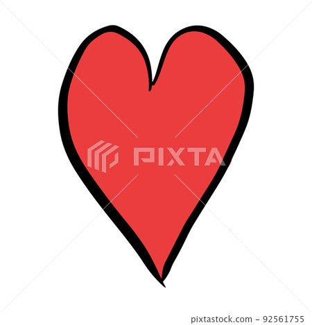 Heart hand draw love icon doodle and outline scribble shape. Sketch handdrawn brush stroke black vector illustration. Cute pencil line abstract sign isolated white background. Minimal underline 92561755