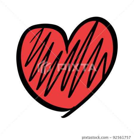 Heart hand draw love icon doodle and outline scribble shape. Sketch handdrawn brush stroke black vector illustration. Cute pencil line abstract sign isolated white background. Minimal underline 92561757