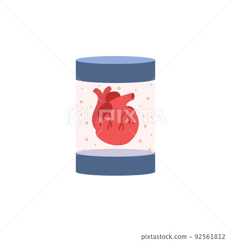 Anatomical heart in glass jar in special liquid flat style, vector illustration Anatomical heart in glass jar in special liquid flat style, vector illustration 92561812