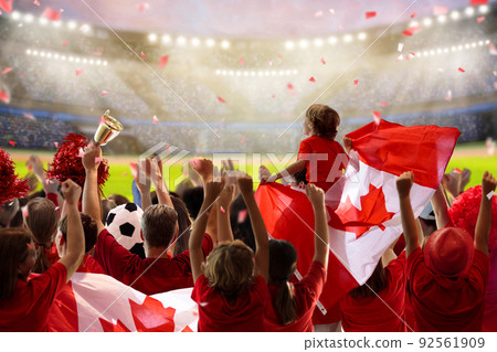 Canada football team supporter on stadium. 92561909