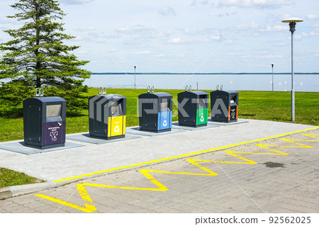 New containers for different waste sorting in the city square New containers for different waste sorting in the city square 92562025