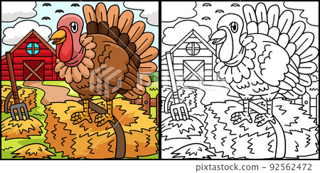 Turkey Coloring Page Colored Illustration Turkey Coloring Page Colored Illustration 92562472