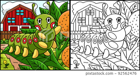 Caterpillar Coloring Page Colored Illustration 92562476