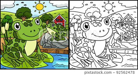 Frog Coloring Page Colored Illustration Frog Coloring Page Colored Illustration 92562478