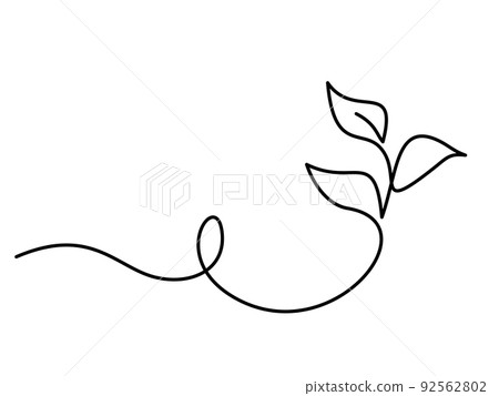 Branch with leaves logo. Continuous one line art - Stock Illustration ...