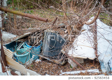 Photograph of illegal dumping. Image of environmental problems. 92563458