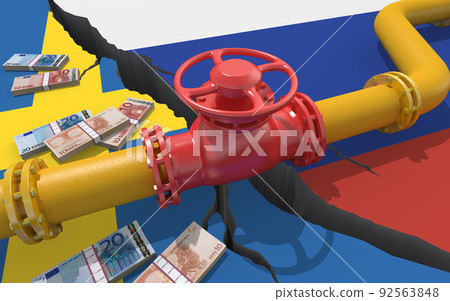 Gas pipeline between Russia and Sweden. 3d illustration Gas pipeline between Russia and Sweden. 3d illustration 92563848