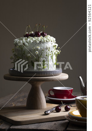 beautiful biscuit cake with sweet cherry beautiful biscuit cake with sweet cherry 92564121