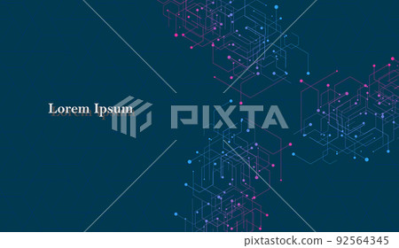 Geometry abstract blue pink technology background 92564345