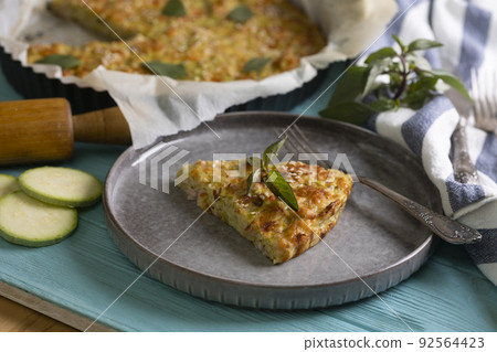 zucchini pie with ham and cheese 92564423