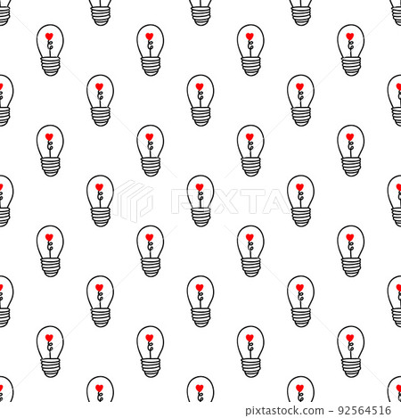 Seamless background with light bulbs with a heart Seamless background with light bulbs with a heart 92564516
