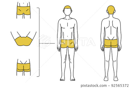 Men's hair removal, whole body (front and back) and VIO site guidance, wearing underwear 92565372
