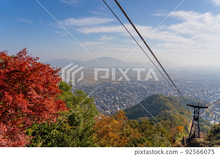 Omihachiman City, Shiga Prefecture, a steel tower on the Hachimanyama Ropeway overlooking the castle of Omihachiman 92566075
