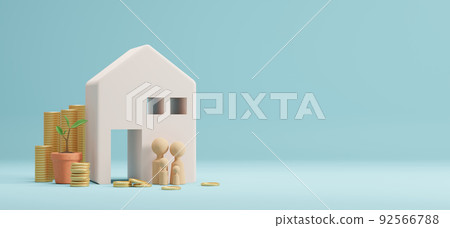 Savings money for a house 3D render Savings money for a house 3D render 92566788