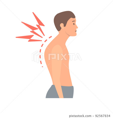 Man with back pain and bad posture Man with back pain and bad posture 92567834
