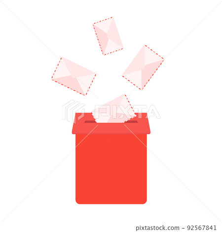 Letters going down the red letterbox illustration Letters going down the red letterbox illustration 92567841