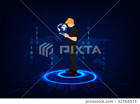 graphics design Business man hold smart phone connect internet network online vector illustration graphics design Business man hold smart phone connect internet network online vector illustration 92568014