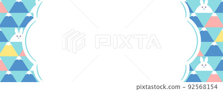 Mt. Fuji and rabbit geometric pattern frame / background material (horizontal) 92568154
