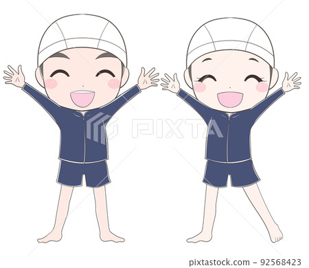 小學生穿泳衣做萬歲 92568423