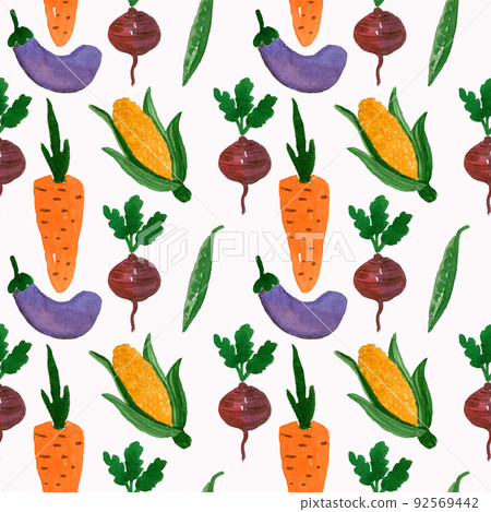 Watercolor pattern of juicy healthy ripe vegetables. 92569442