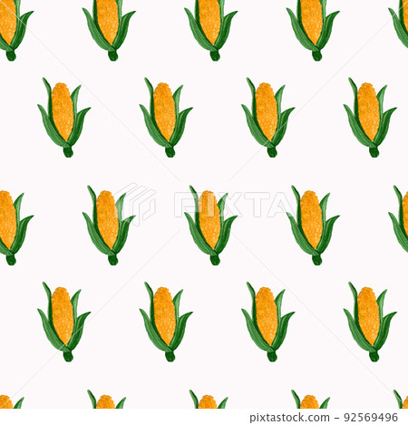 Cute seamless watercolor paints pattern with corn cobs. 92569496