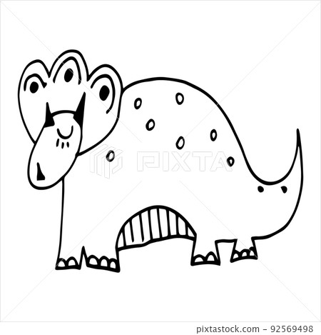 Vector black and white image of a herbivorous dinosaur. 92569498