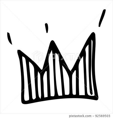 Vector black and white image of a crown headdress. Vector black and white image of a crown headdress. 92569503