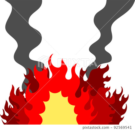 Illustration of a burning flame and smoke big fire 92569541