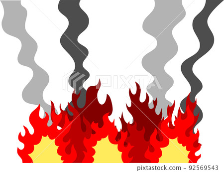 Illustration of a burning flame and smoke big fire 92569543