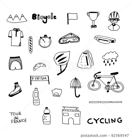 Vector set of doodles cycling Tour de France . 92569547